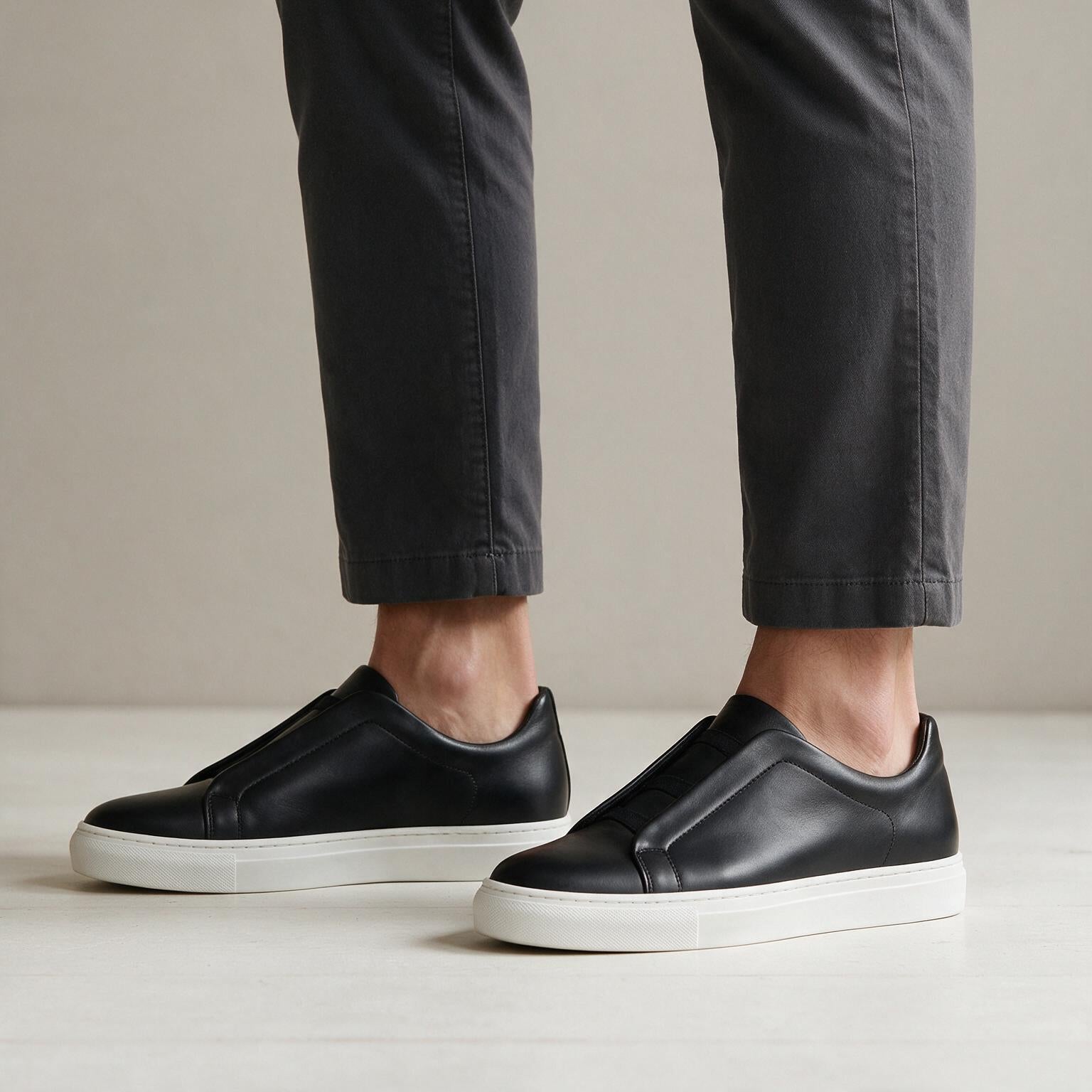 NOVARO – Sneakers en Cuir Véritable